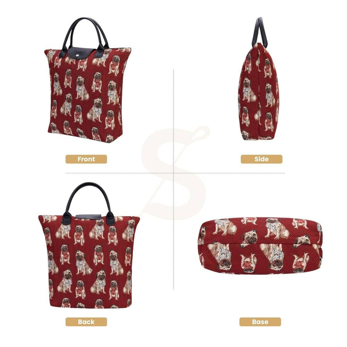 FDAW-PUG | PUG DOG FOLDAWAY GROCERY BAG