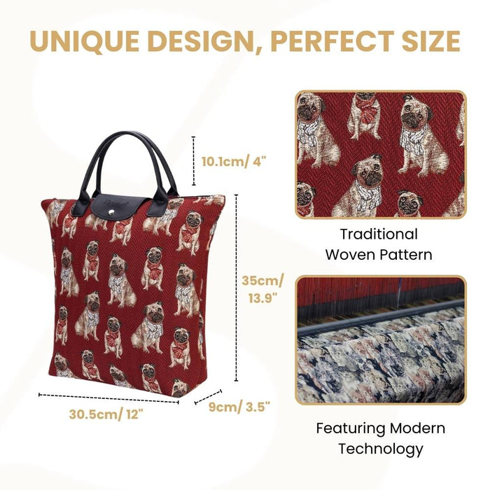 FDAW-PUG | PUG DOG FOLDAWAY GROCERY BAG