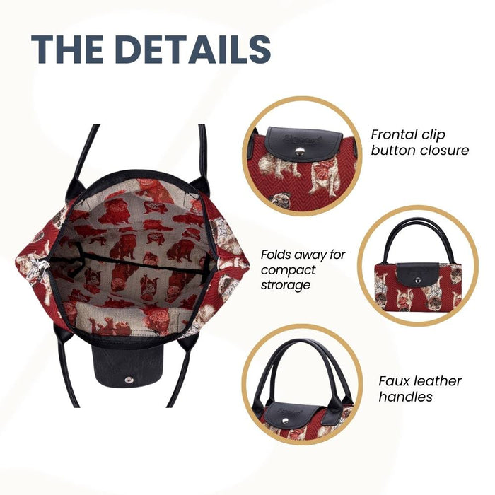 FDAW-PUG | PUG DOG FOLDAWAY GROCERY BAG
