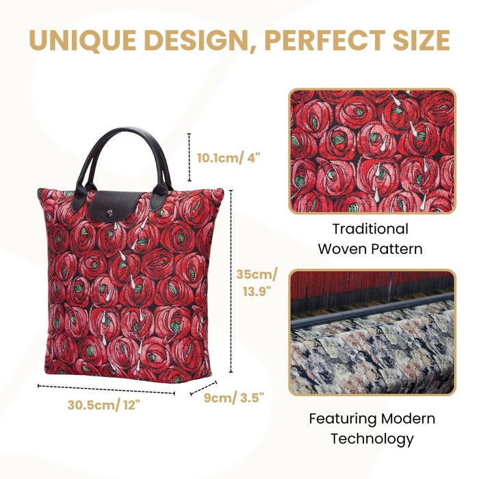 FDAW-RMTD | RENNIE MACKINTOSH ROSE AND TEARDROP FOLDAWAY GROCERY BAG