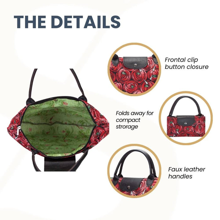 FDAW-RMTD | RENNIE MACKINTOSH ROSE AND TEARDROP FOLDAWAY GROCERY BAG