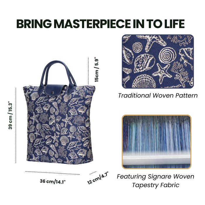 FDAW-SHELL | SEA SHELL FOLDAWAY GROCERY BAG