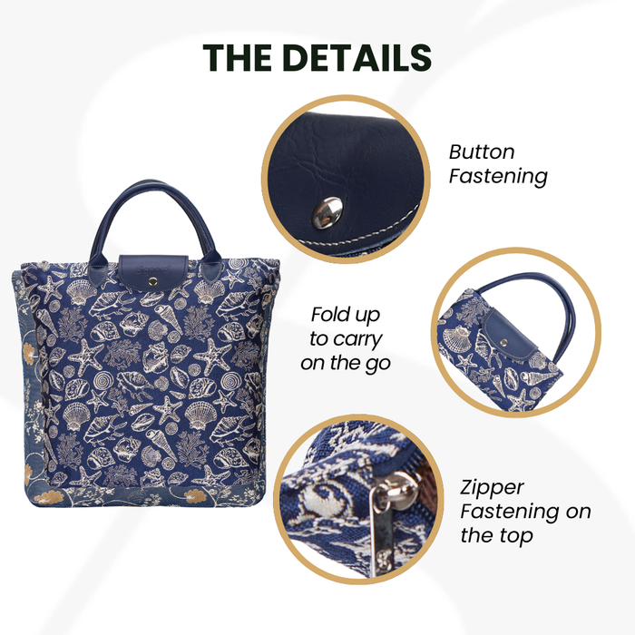FDAW-SHELL | SEA SHELL FOLDAWAY GROCERY BAG