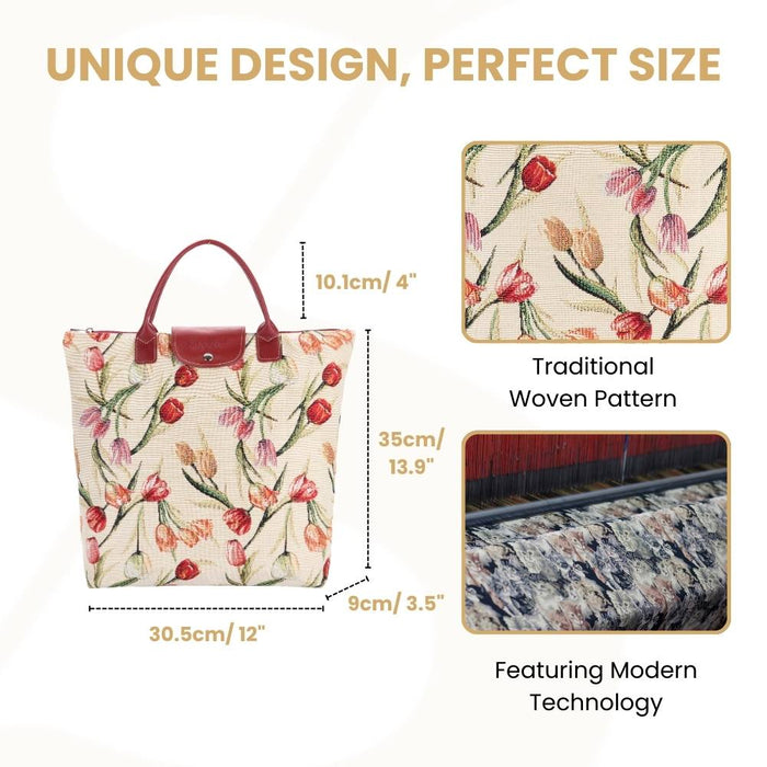 FDAW-TULWT | TULIP WHITE FOLDAWAY GROCERY BAG