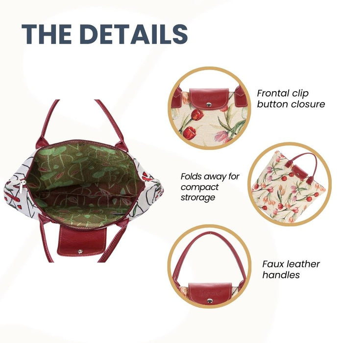 FDAW-TULWT | TULIP WHITE FOLDAWAY GROCERY BAG