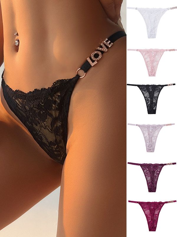 Femal Sexy Mesh Lace Metal Panties