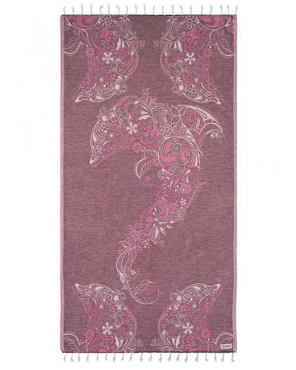 Sand Cloud Floral Dolphins Towel - Fig