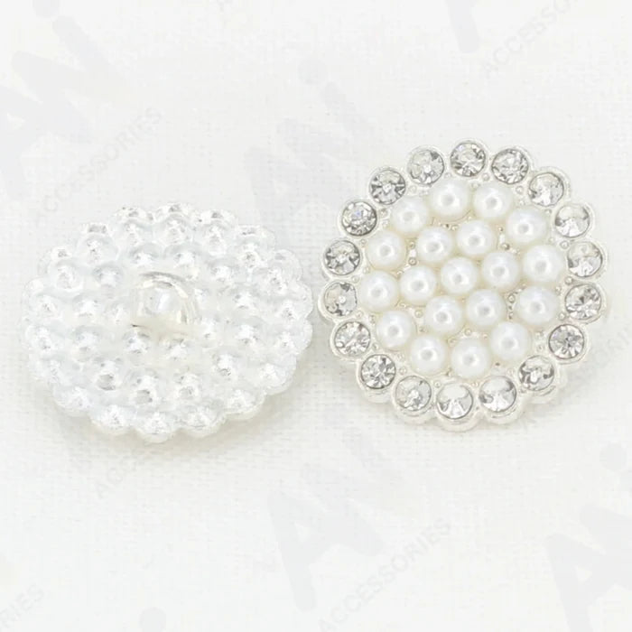 Floral Style Pearl Rhinestone Buttons | 19mm(30L)