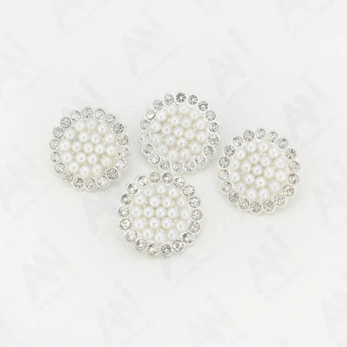 Floral Style Pearl Rhinestone Buttons | 19mm(30L)