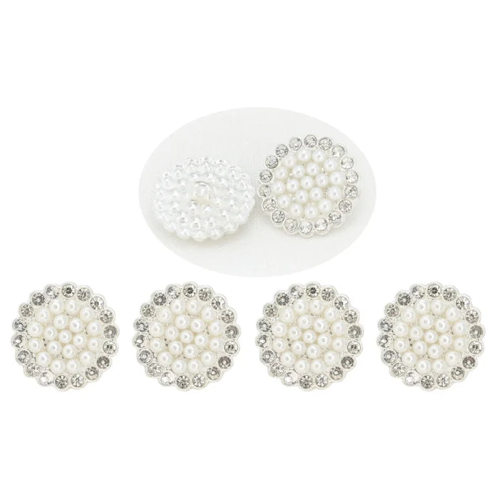 Floral Style Pearl Rhinestone Buttons | 19mm(30L)
