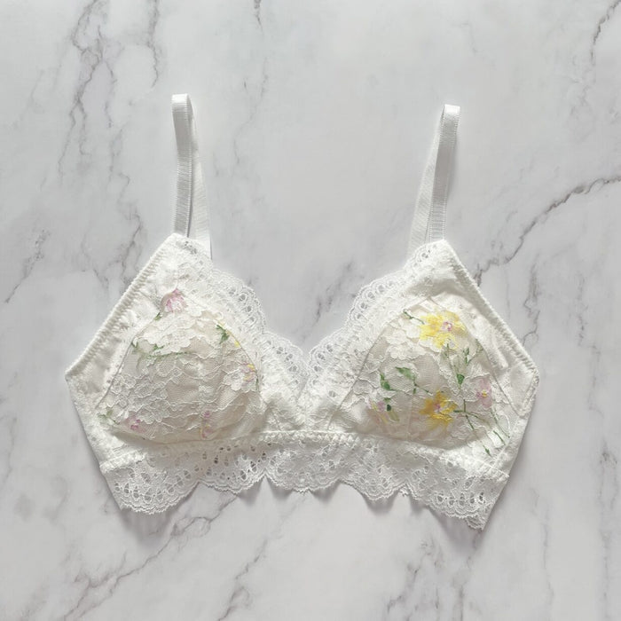 Flower Garden Triangle Bralette | White