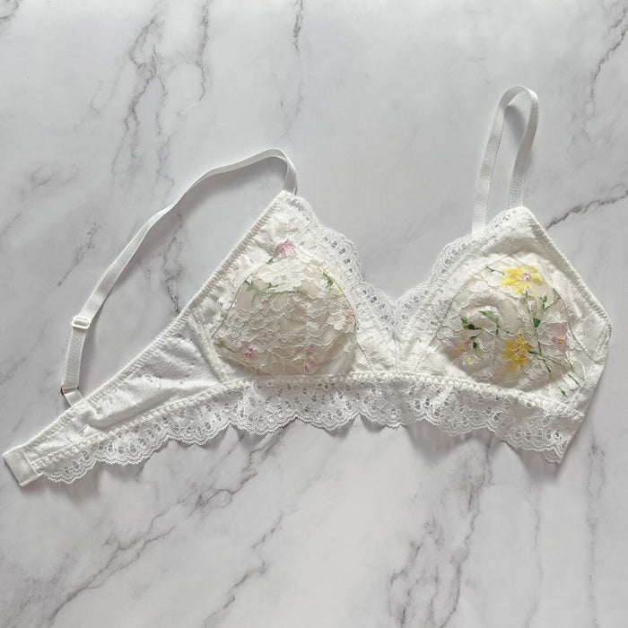 Flower Garden Triangle Bralette | White