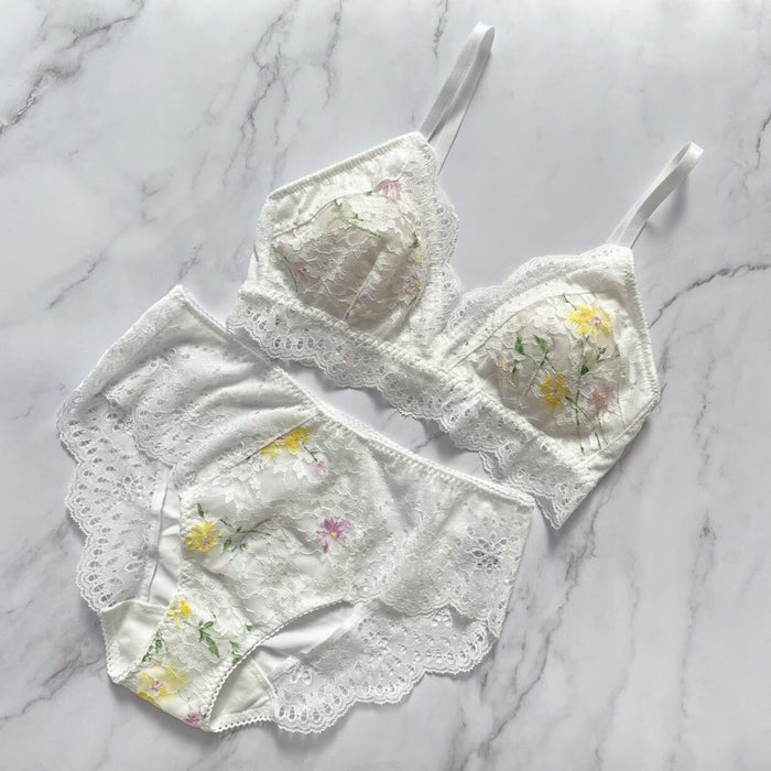 Flower Garden Triangle Bralette | White