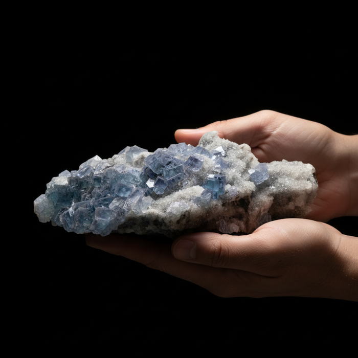 Fluorite Cluster Blue Cube Tranquility Crystal XXL 10.5 Inch