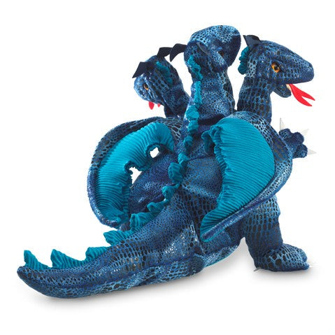 Folkmanis Puppet - Blue Three-Headed Dragon