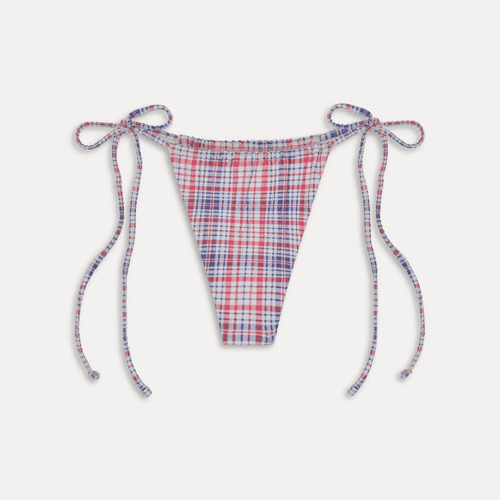 Frankies Bikinis Tia Skimpy String Bikini Bottom - American Plaid by Frankies Bikinis