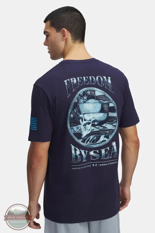 Under Armour 1389929-410 Freedom by Sea Short Sleeve T-Shirt in Navy Blue, rear