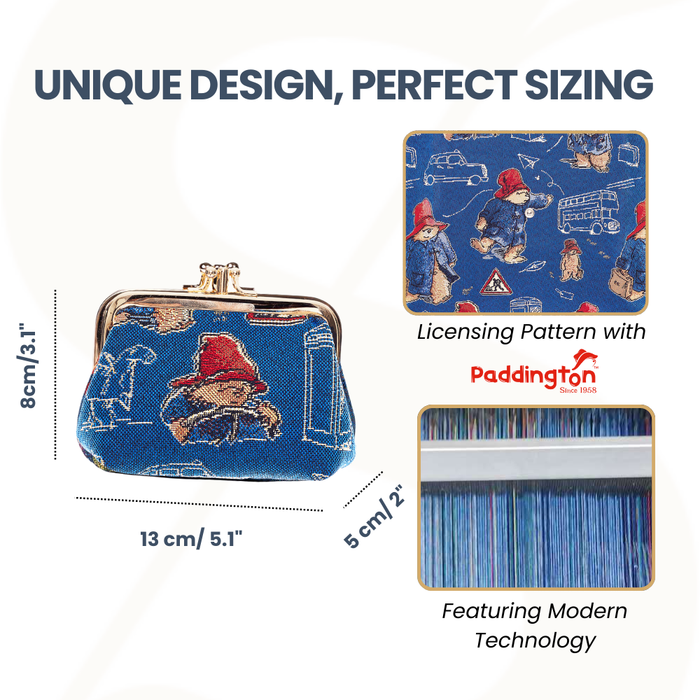 FRMP-PADDBL | Paddington Bear Blue Coin Clasp Frame Purse