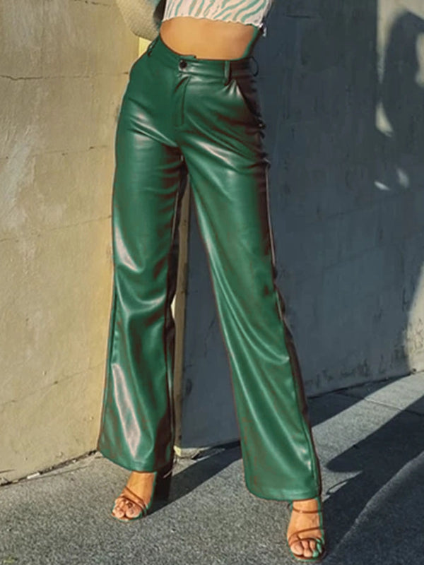 Fuax Leather Pocket Fashion Pants