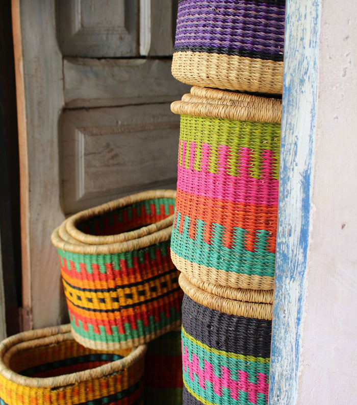 Ghanaian Handwoven Large Bolga Bicycle Basket