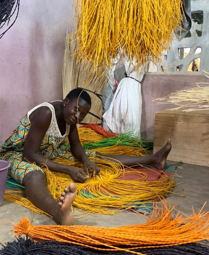 Ghanaian Handwoven Large Bolga Bicycle Basket