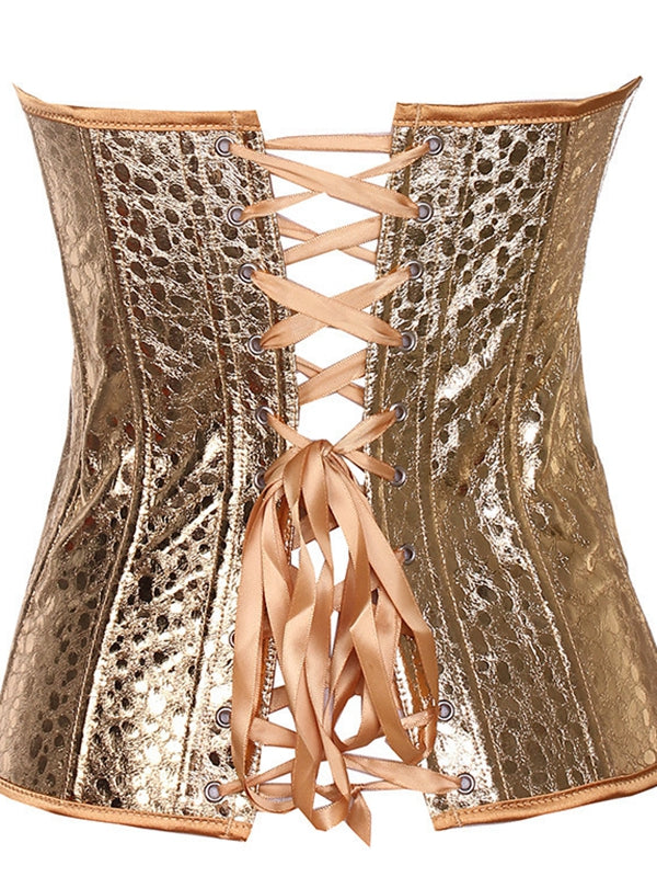Glossy PU Roman-knot Corset Shapewear