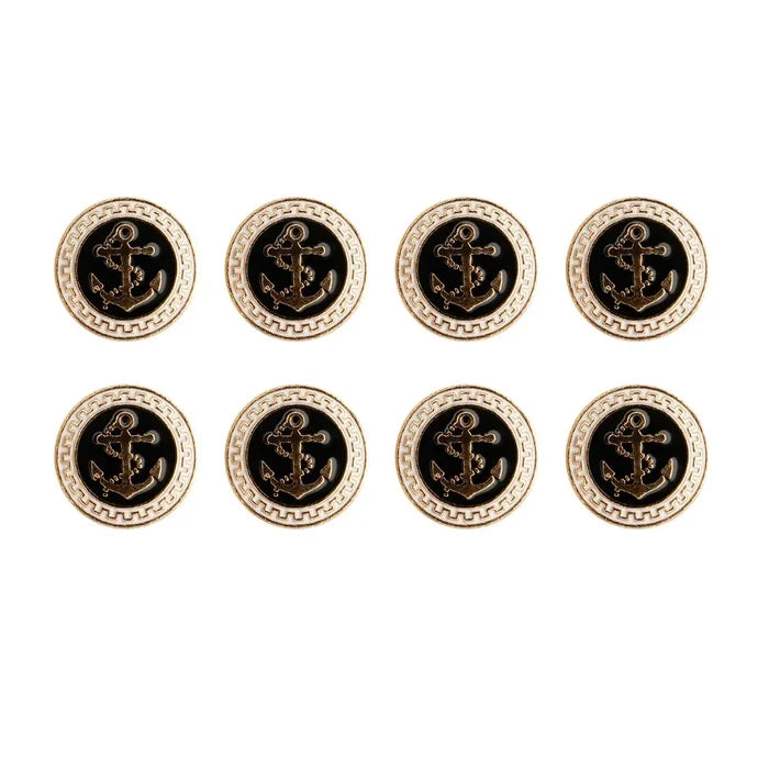 Gold and Black Anchor Metal Buttons | 18mm(28L) & 23mm(36L)