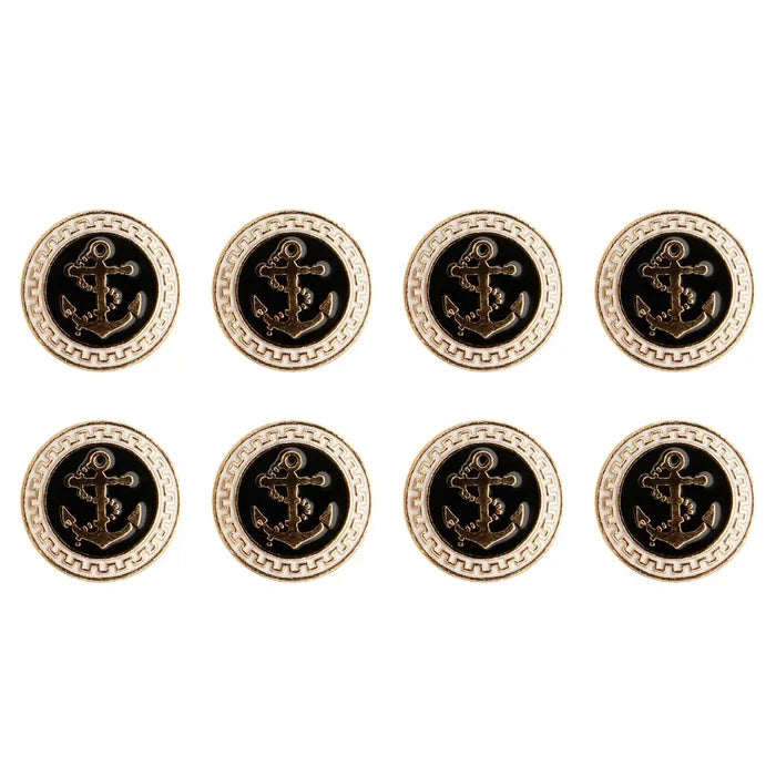 Gold and Black Anchor Metal Buttons | 18mm(28L) & 23mm(36L)