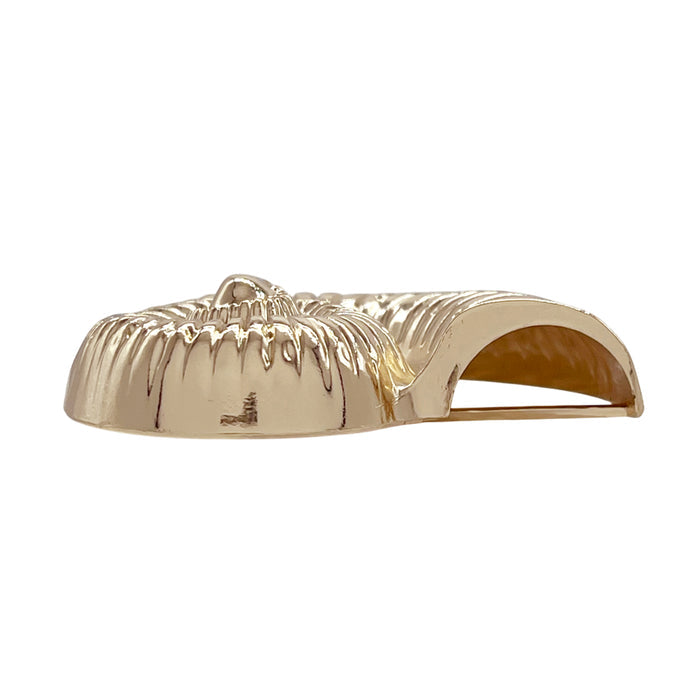 Ani Accessories Golden Nautilus Metal Buckle flat view to show the thickness of the buckle.
