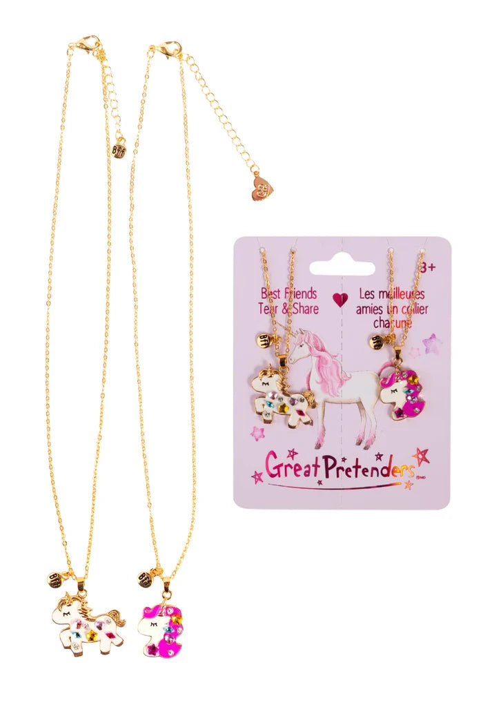 Great Pretenders Bejewelled Unicorns Tear and Share Neckalce