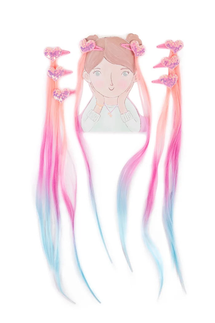 Great Pretenders Hollywood Hearts Hair Extensions- Pastel