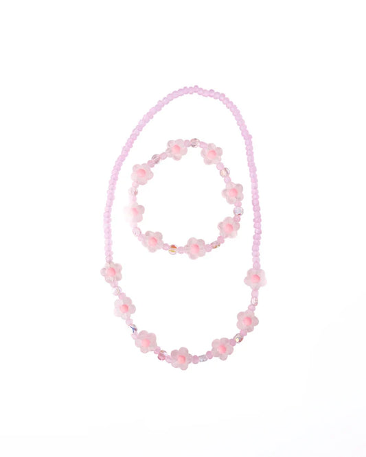 Great Pretenders Pink Crystal Blooms Necklace & Bracelet Set