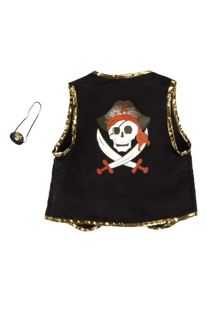 Great Pretenders Pirate Vest & Eye Patch - Black/Reds