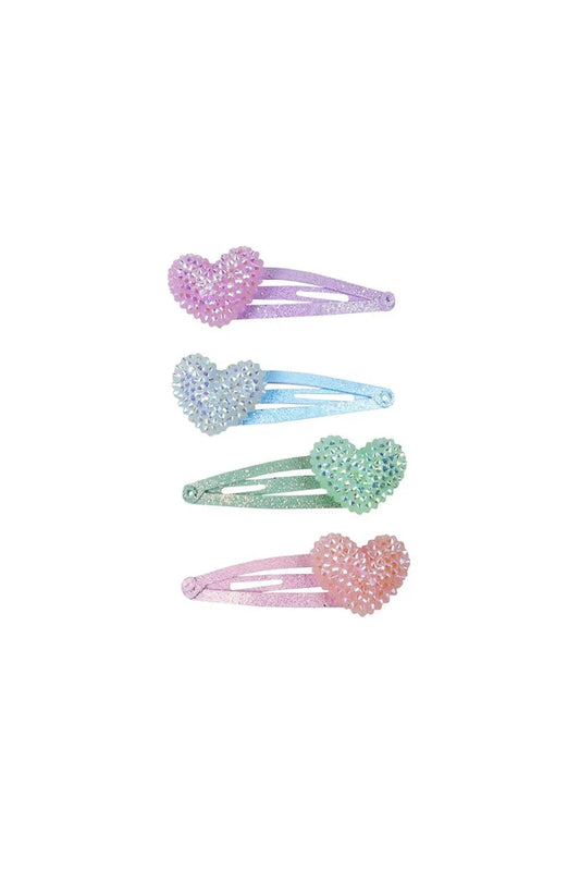Great Pretenders Sparkle Heart Bobble Hair Clips 4pc Set