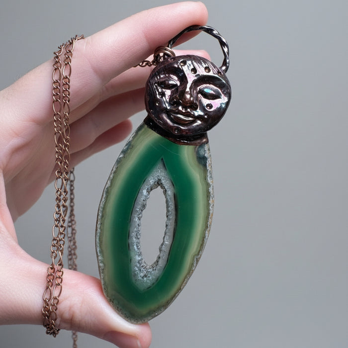 Green Agate Necklace Goddess of Life Stone