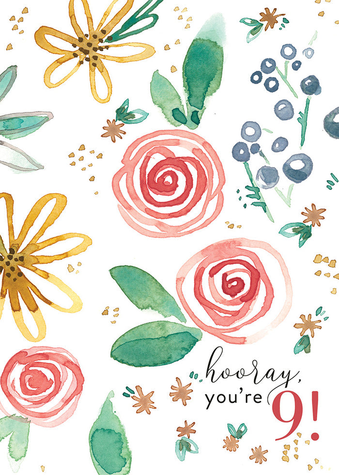 Greeting Cards - Evangeline/hooray,  you're 9!