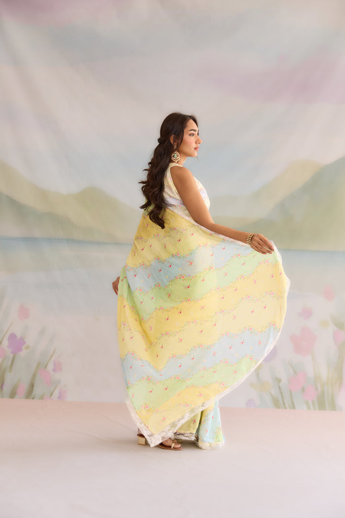 Gul Sanjh Linen Sari