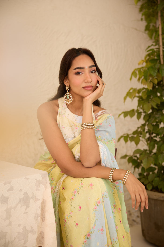 Gul Sanjh Linen Sari