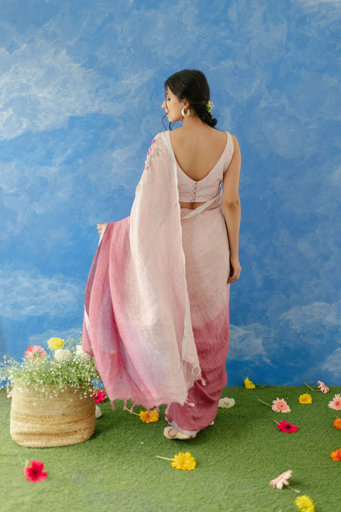 Gulkand Linen Sari