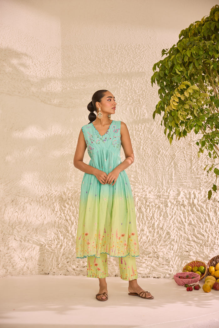 Gulnaar Chanderi Kurta Set