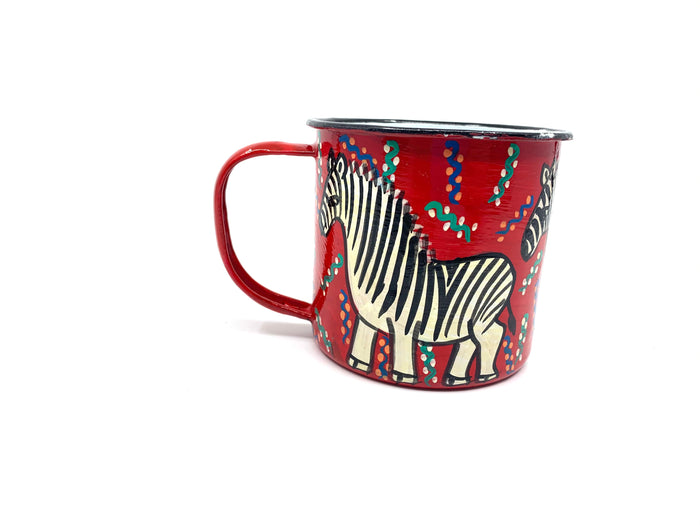 Hand Painted Large Enamel African Coffee Mugs