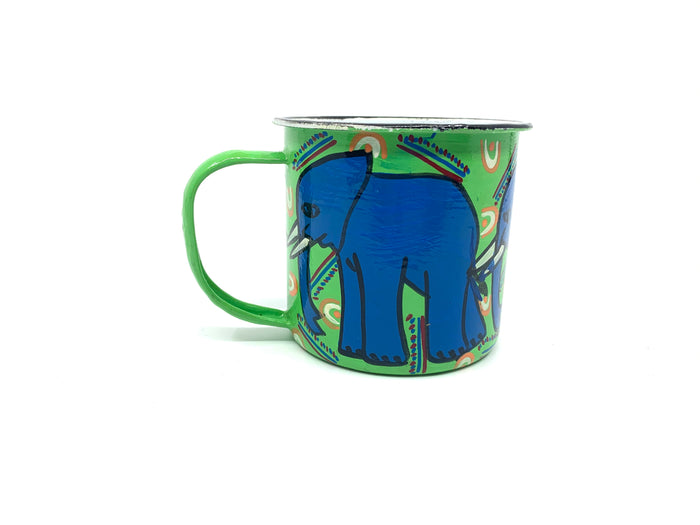 Hand Painted Large Enamel African Coffee Mugs