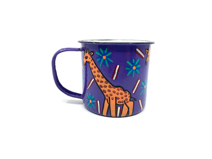 Hand Painted Large Enamel African Coffee Mugs