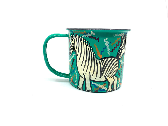 Hand Painted Large Enamel African Coffee Mugs