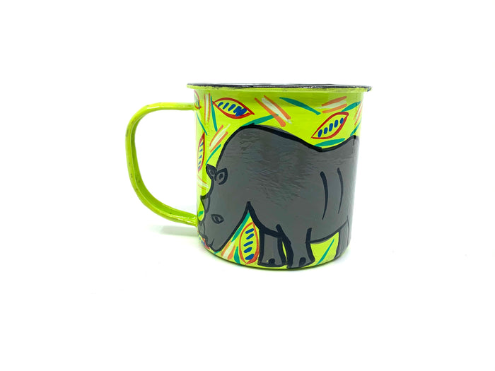 Hand Painted Large Enamel African Coffee Mugs