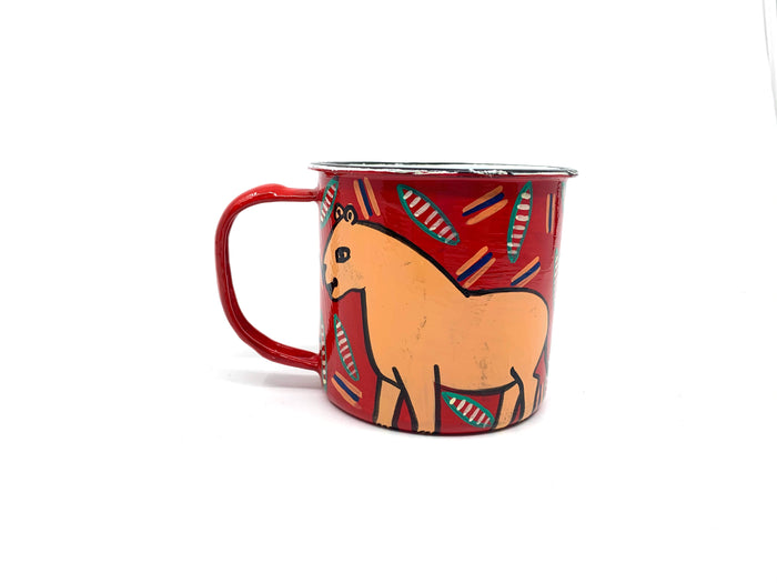 Hand Painted Large Enamel African Coffee Mugs