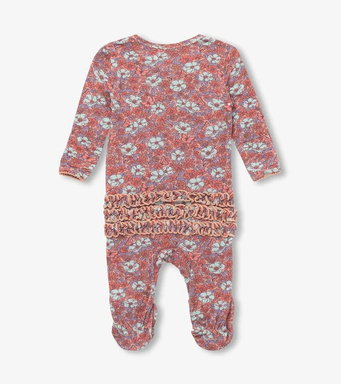 Hatley Baby Ruffle Bum Footie - Groovy Daisy