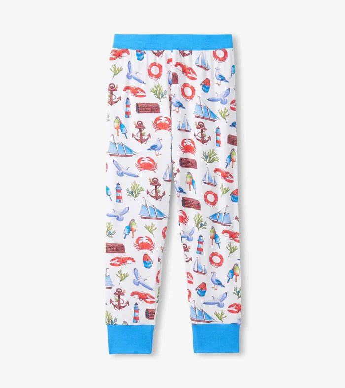 Hatley Bamboo Long Sleeve Pajama Set - Painted Seascape