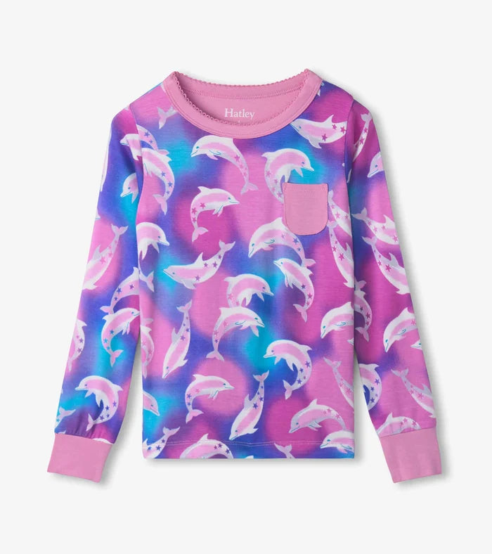 Hatley Bamboo Pajama Set - Airbrush Dolphins