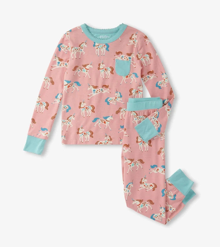 Hatley Bamboo Pajama Set - Folksy Unicorn